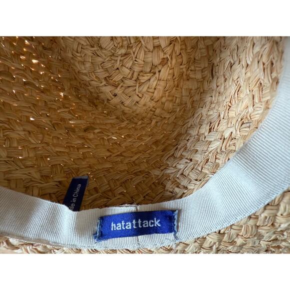 Hat Attack Daily Fedora 100% Raffia Hat with Striped Hatband Size M/L